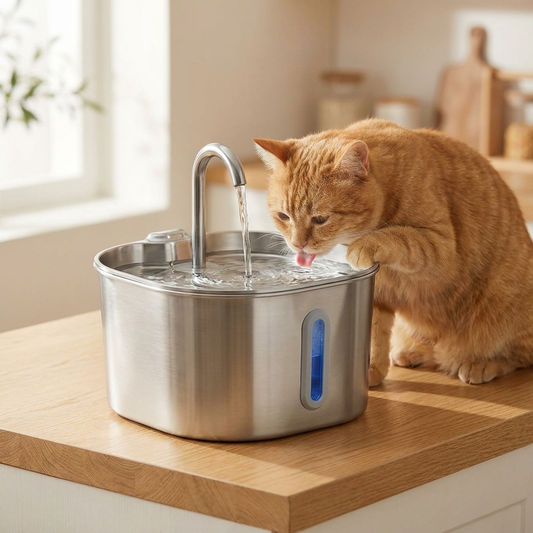 PurrFlow™ Stainless Steel Cat Water Fountain